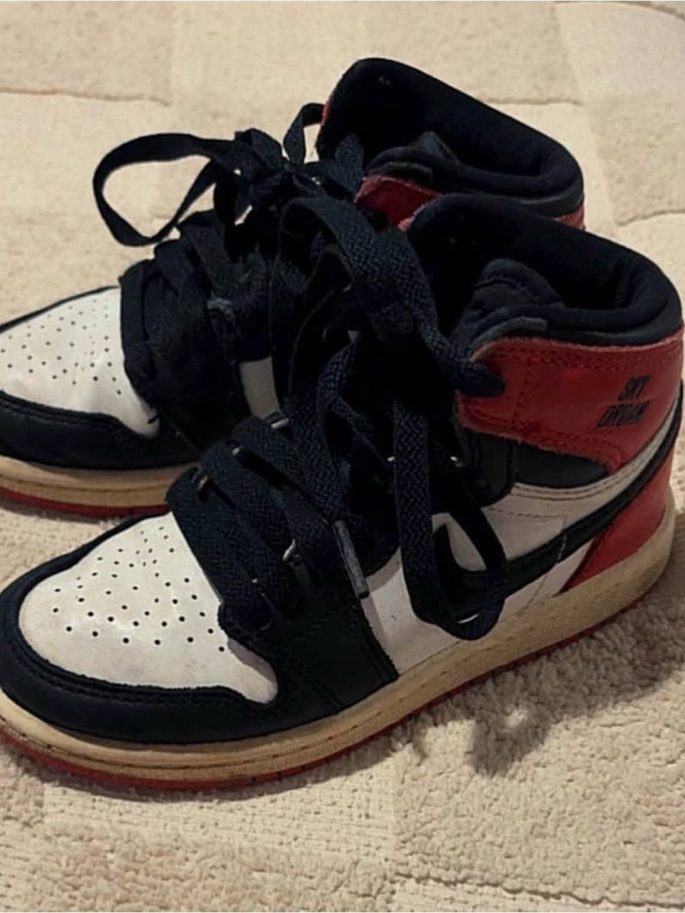 Jordan Kids High-Top Sneakers in Black, White & Red